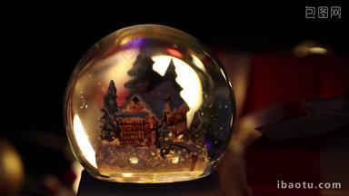 圣诞节静物装饰水晶球实拍4k